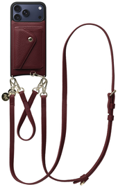 AVY Apple iPhone 17 Pro Max Burgundy Leren Hoesje met Wallet & Koord Leather Set afbeelding