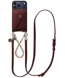 AVY Apple iPhone 17 Pro Max Rood Leren Hoesje Wallet & Koord Leather and Gold afbeelding