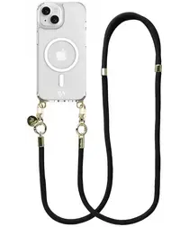 AVY Apple iPhone 15 Hoesje met Koord & MagSafe 130CM Tressé Black afbeelding