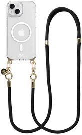 AVY Apple iPhone 15 Hoesje met Koord & MagSafe 130CM Tressé Black