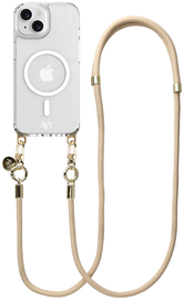 AVY Apple iPhone 15 Hoesje met Koord & MagSafe 130CM Tressé Beige