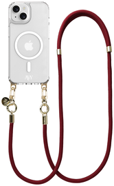 AVY Apple iPhone 15 Hoesje met Koord & MagSafe 130CM Tressé Red afbeelding