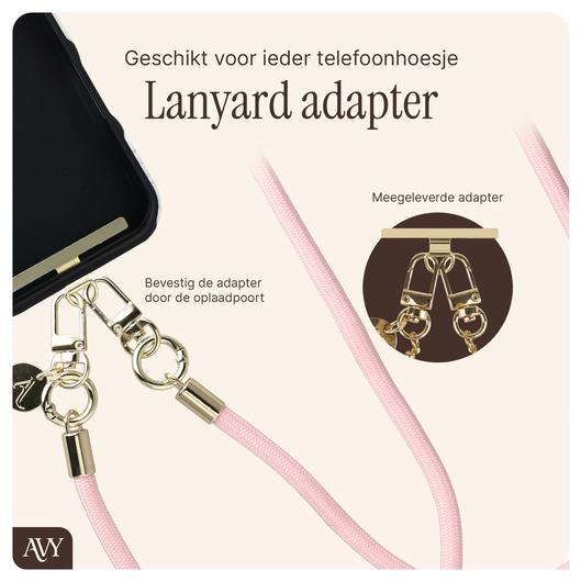 AVY Apple iPhone 15 Hoesje met Koord & MagSafe 130CM Tressé Pink afbeelding 8