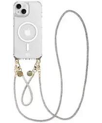 AVY Apple iPhone 15 Hoesje met Koord & MagSafe Set Silver Spark afbeelding
