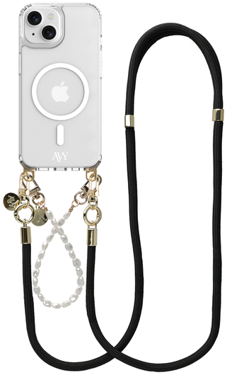 AVY Apple iPhone 15 Hoesje met Koord & MagSafe Set Pearl & Rope Black afbeelding 1