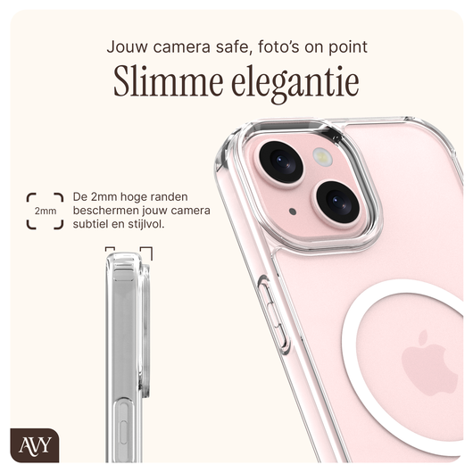 AVY Apple iPhone 15 Hoesje met Koord & MagSafe Set Pearl & Rope Burgundy afbeelding 6