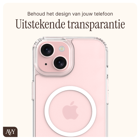 AVY Apple iPhone 15 Hoesje met Koord & MagSafe Set Pearl & Rope Burgundy afbeelding 7