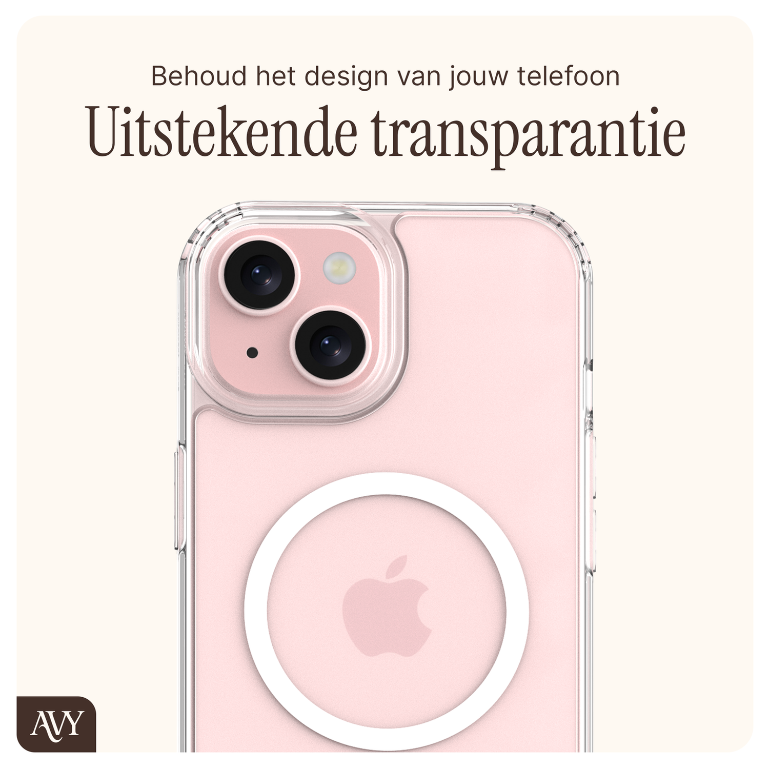 AVY Apple iPhone 15 Hoesje met Koord & MagSafe 32CM Rosé Twist afbeelding 5