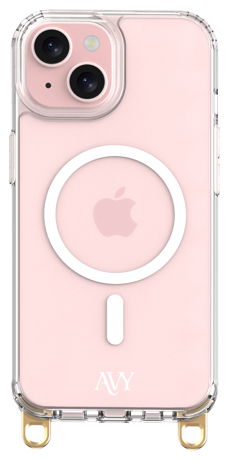 AVY Apple iPhone 15 Hoesje met Koord & MagSafe 32CM Rosé Twist afbeelding 9