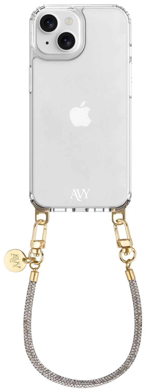 AVY Apple iPhone 15 Hoesje Met Koord 30CM Silver Spark afbeelding 1