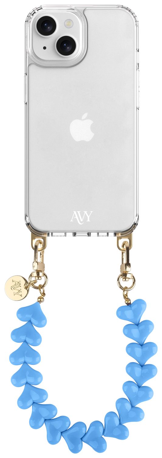 AVY Apple iPhone 15 Hoesje Met Koord 30CM Cupid Blue afbeelding 1