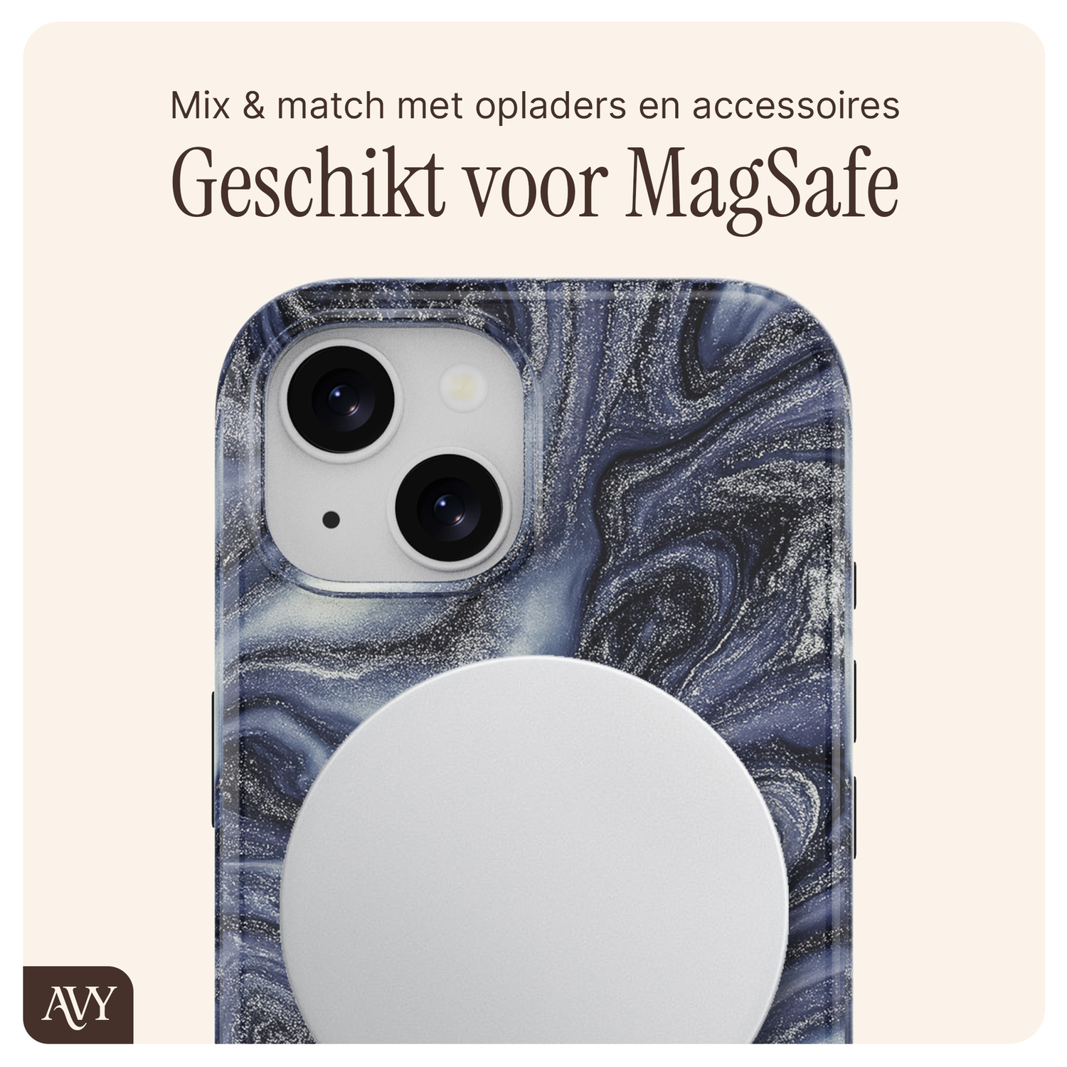 AVY Apple iPhone 15 MagSafe Hoesje met Koord 32CM Obscura Blue afbeelding 7