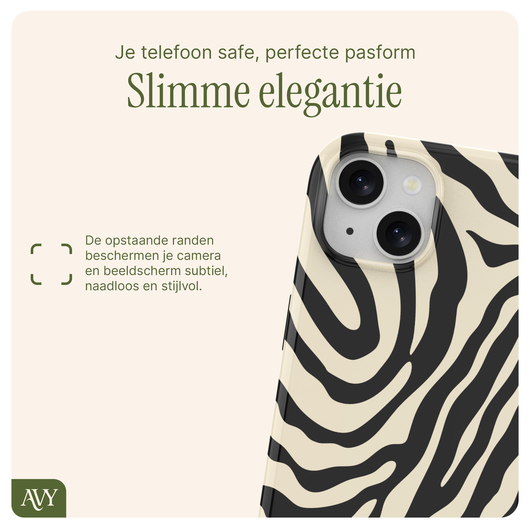 AVY Apple iPhone 15 MagSafe Hoesje met Koord 30CM Zebra Hearts afbeelding 6