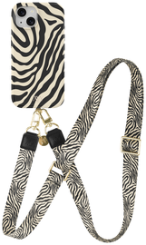 AVY Apple iPhone 15 MagSafe Hoesje met Koord 130CM Serengeti Zebra