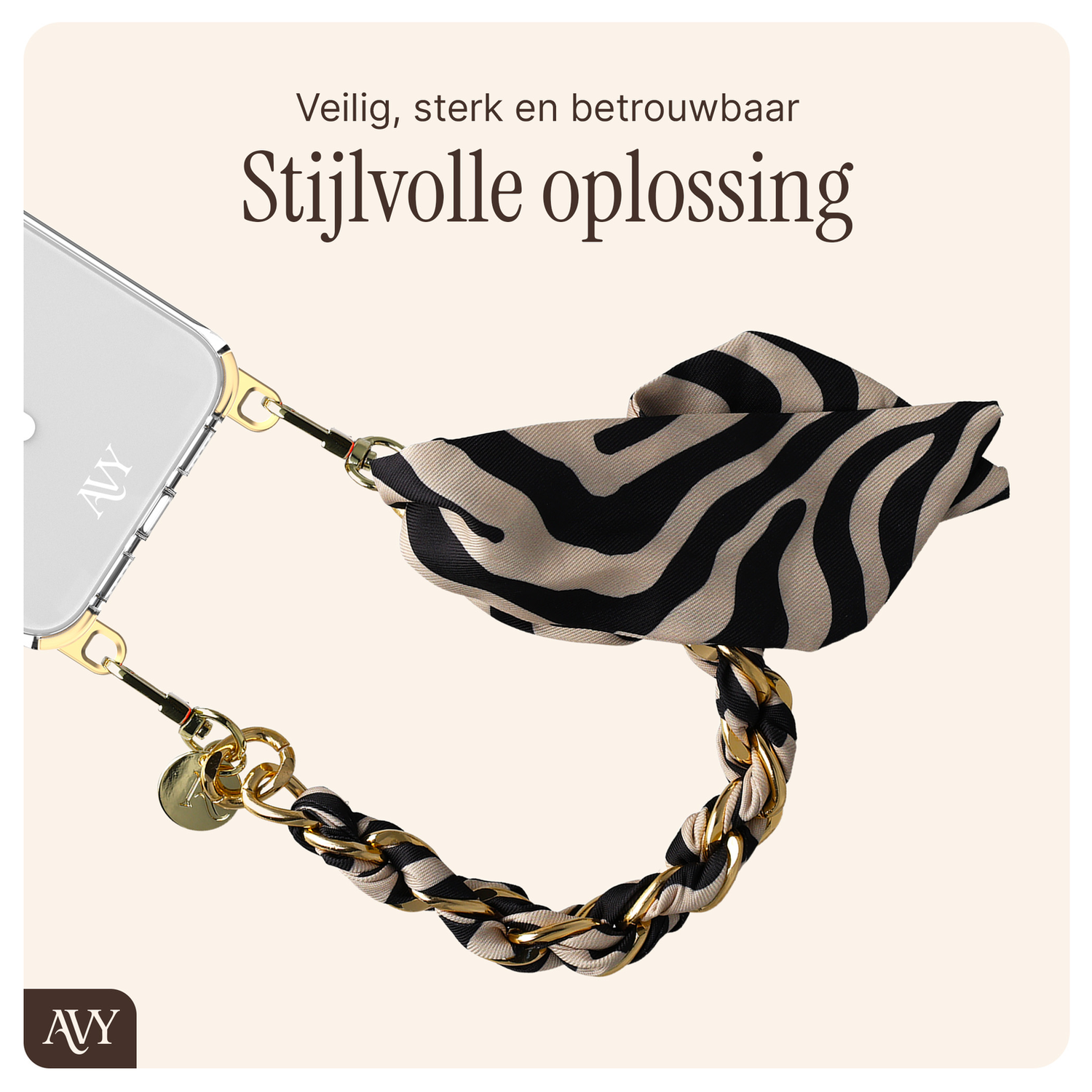 AVY Apple iPhone 15 MagSafe Hoesje met Koord 32CM Serengeti Zebra afbeelding 10