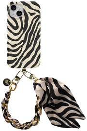 AVY Apple iPhone 15 MagSafe Hoesje met Koord 32CM Serengeti Zebra