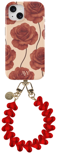 AVY Apple iPhone 15 MagSafe Hoesje met Koord 30CM Hearts & Roses afbeelding 1
