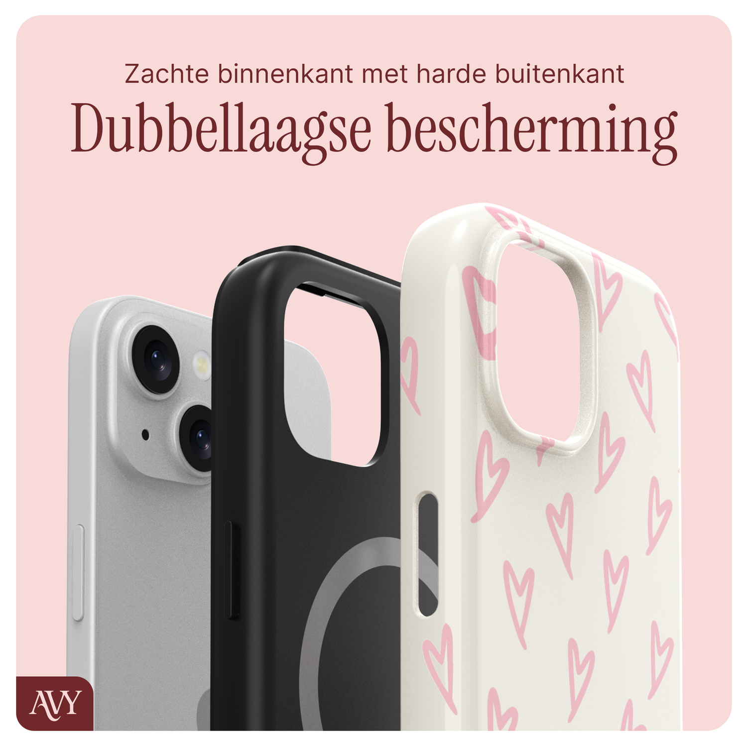 AVY Apple iPhone 15 MagSafe Hoesje met Koord 30CM Lovely Hearts afbeelding 8