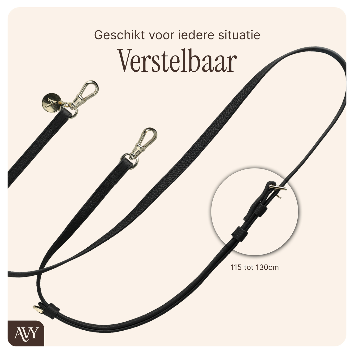 AVY Apple iPhone 15 Zwart Leren Hoesje met Wallet & Koord Leather and Pearls afbeelding 10