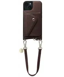AVY Apple iPhone 15 Bruin Leren Hoesje met Wallet & Koord Short Leather afbeelding
