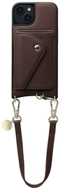 AVY Apple iPhone 15 Bruin Leren Hoesje met Wallet & Koord Short Leather afbeelding