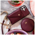 AVY Apple iPhone 15 Burgundy Leren Hoesje met Wallet & Koord Short Leather afbeelding 4