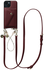 AVY Apple iPhone 15 Burgundy Leren Hoesje met Wallet & Koord Leather and Pearls