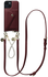 AVY Apple iPhone 15 Burgundy Leren Hoesje met Wallet & Koord Leather and Silver
