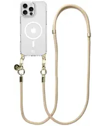 AVY Apple iPhone 15 Pro Hoesje met Koord & MagSafe 130CM Tressé Beige afbeelding