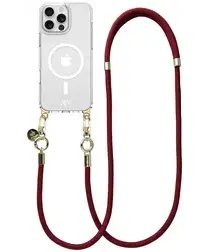 AVY Apple iPhone 15 Pro Hoesje met Koord & MagSafe 130CM Tressé Red afbeelding