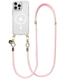 AVY Apple iPhone 15 Pro Hoesje met Koord & MagSafe 130CM Tressé Pink afbeelding
