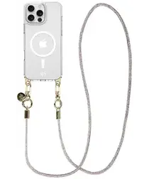 AVY Apple iPhone 15 Pro Hoesje met Koord & MagSafe 120CM Silver Spark Long afbeelding