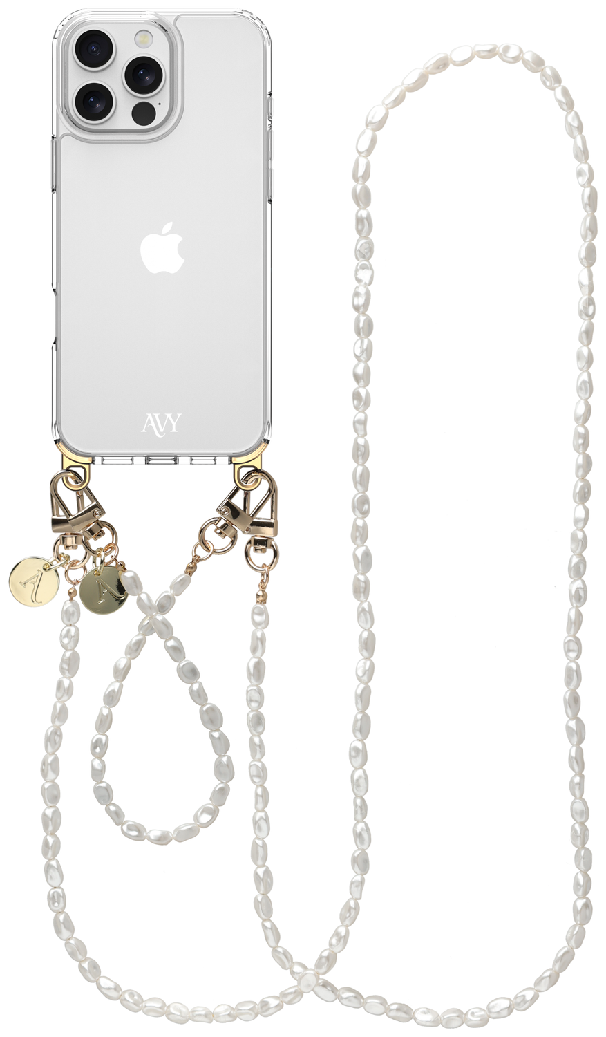 AVY Apple iPhone 15 Pro Hoesje met Koord & MagSafe Set Perla Chic afbeelding 1