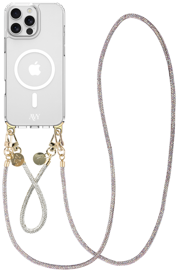 AVY Apple iPhone 15 Pro Hoesje met Koord & MagSafe Set Silver Spark afbeelding 1