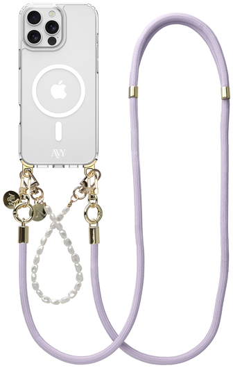 AVY Apple iPhone 15 Pro Hoesje met Koord & MagSafe Set Pearl & Rope Purple afbeelding 1