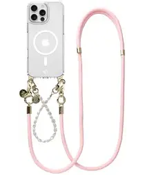 AVY Apple iPhone 15 Pro Hoesje met Koord & MagSafe Set Pearl & Rope Pink afbeelding