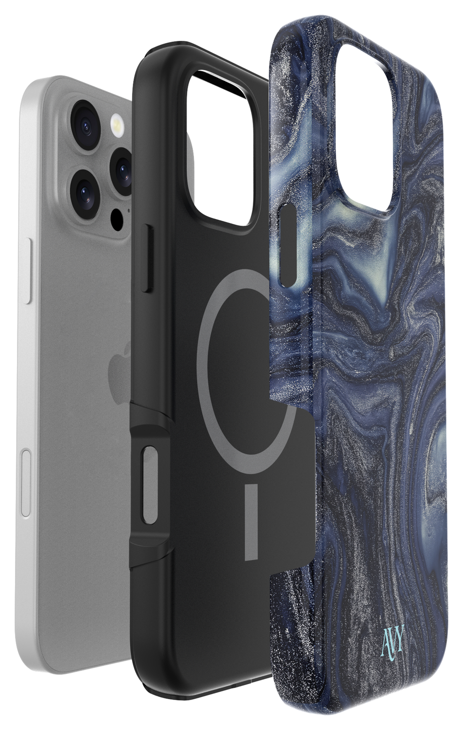 AVY Apple iPhone 15 Pro MagSafe Hoesje met Koord 30CM Marmer Hearts afbeelding 17