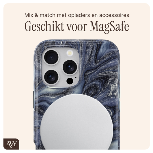 AVY Apple iPhone 15 Pro MagSafe Hoesje met Koord 30CM Marmer Hearts afbeelding 7