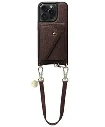 AVY Apple iPhone 15 Pro Bruin Leren Hoesje met Wallet & Koord Short Leather afbeelding