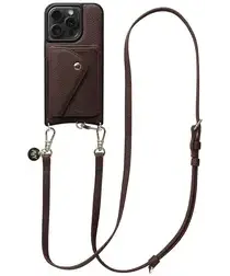 AVY Apple iPhone 15 Pro Bruin Leren Hoesje met Wallet & Koord Long Leather afbeelding