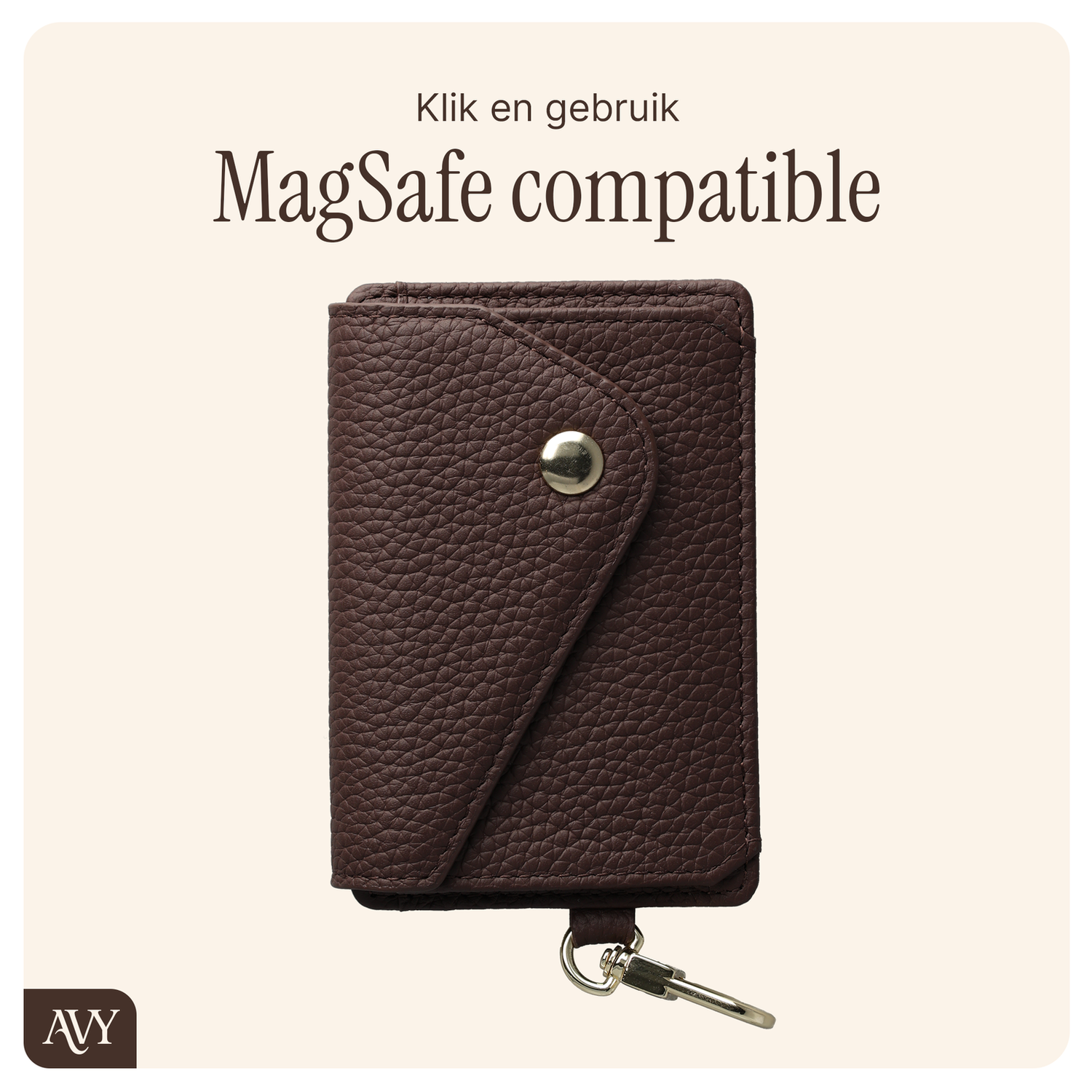 AVY Apple iPhone 15 Pro Bruin Leren Hoesje met Wallet & Koord Leather and Pearls afbeelding 9