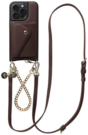 AVY Apple iPhone 15 Pro Bruin Leren Hoesje met Wallet & Koord Leather and Gold afbeelding 1