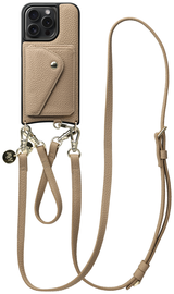 AVY Apple iPhone 15 Pro Beige Leren Hoesje met Wallet & Koord Leather Set afbeelding