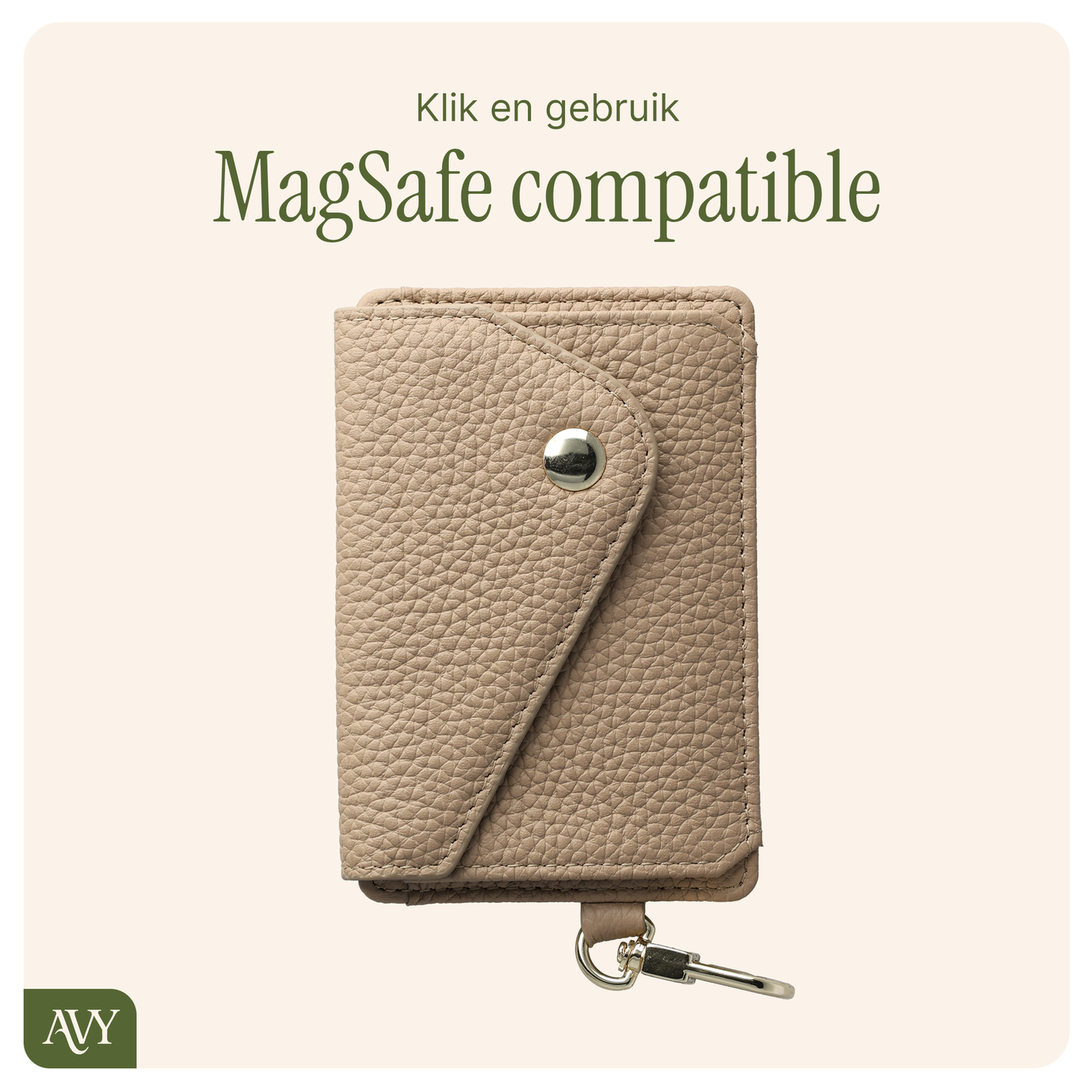 AVY Apple iPhone 15 Pro Beige Leren Hoesje met Wallet & Koord Leather and Pearls afbeelding 12