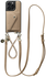 AVY Apple iPhone 15 Pro Beige Leren Hoesje met Wallet & Koord Leather and Gold