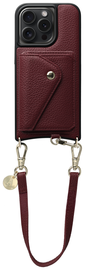 AVY Apple iPhone 15 Pro Burgundy Leren Hoesje met Wallet & Koord Short Leather