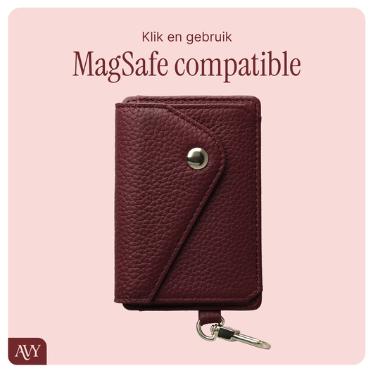 AVY Apple iPhone 15 Pro Rood Leren Hoesje met Wallet & Koord Leather and Gold afbeelding 12