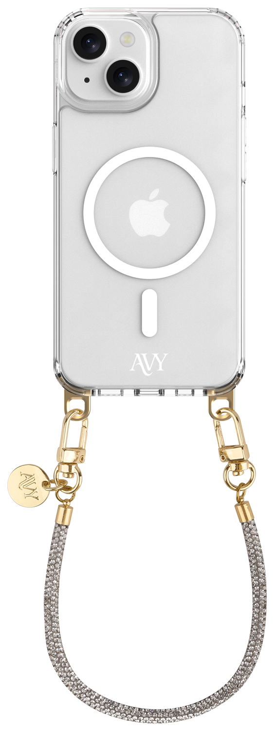 AVY Apple iPhone 13 / 14 Hoesje met Koord & MagSafe 30CM Silver Spark afbeelding 1