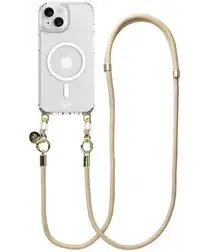 AVY Apple iPhone 13 / 14 Hoesje met Koord & MagSafe 130CM Tressé Beige afbeelding
