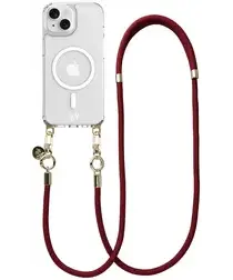 AVY Apple iPhone 13 / 14 Hoesje met Koord & MagSafe 130CM Tressé Red afbeelding